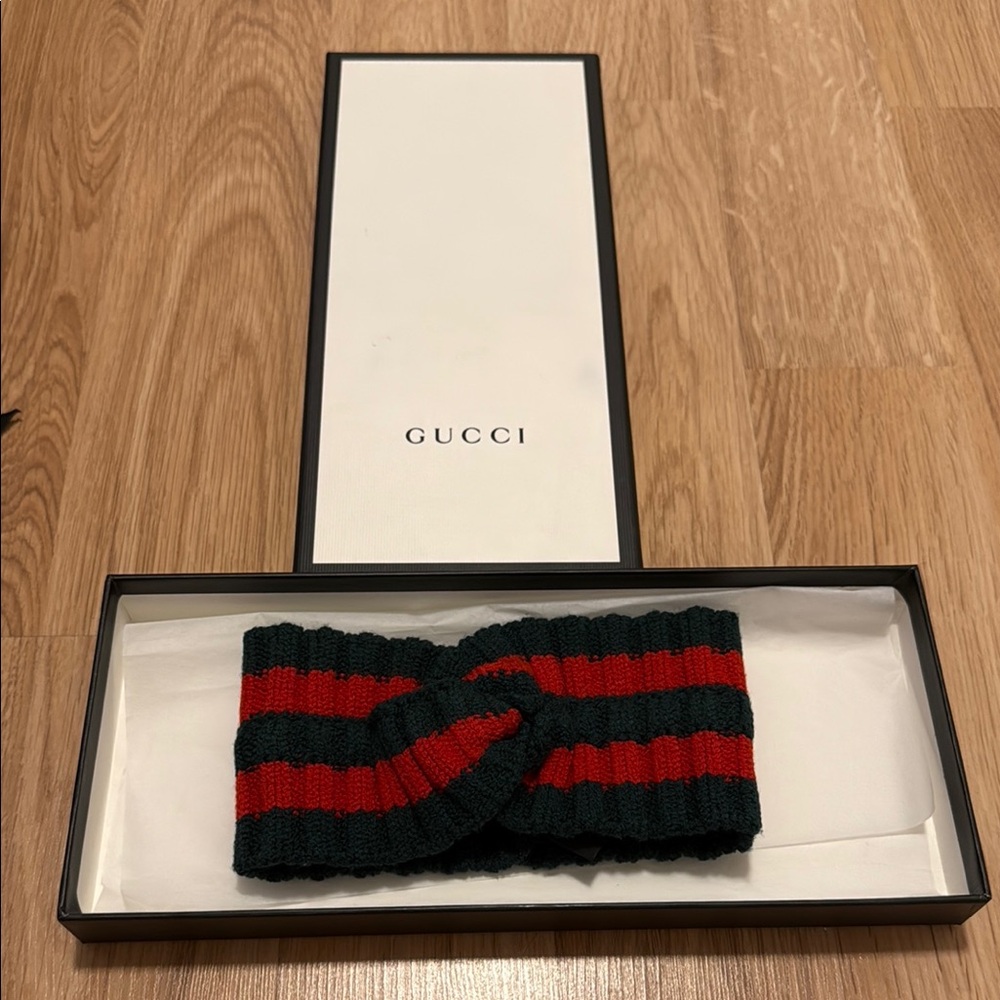 Gucci Red and Black Striped Hair Accessory